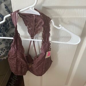 Victoria's Secret Lace Halter Bralette in Brown
